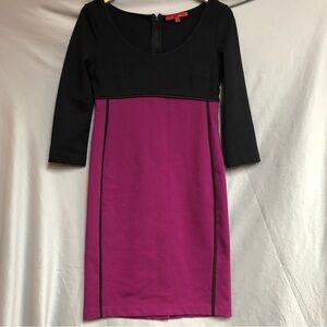 Narciso Rodriguez for design S Long sleeve dress black bodice, pinkpurple skirt